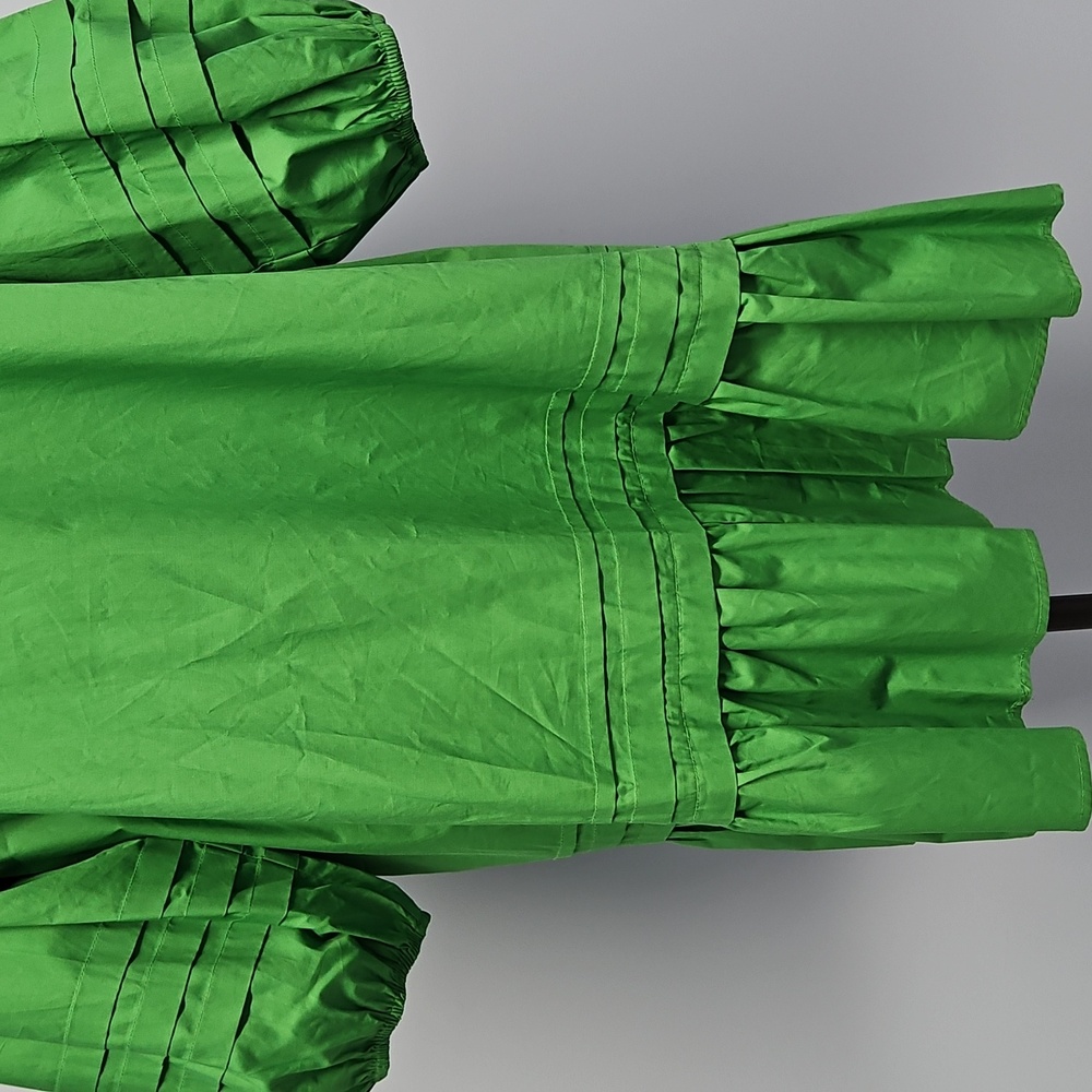 Sugarlips Curve Velma Balloon Sleeve Ruffle Shift Dress: Green: Size- 2X - Picture 6 of 14